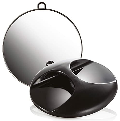 Kosmetex Friseur-Spiegel, Salon Handspiegel m. Öse, rund Ø 29 cm… (Schwarz)