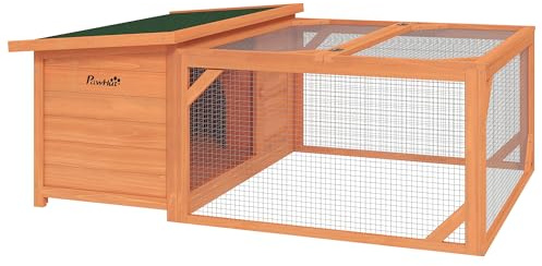 PawHut Conejera recinto Animales pequeños 125,5x100x49cm Naranja