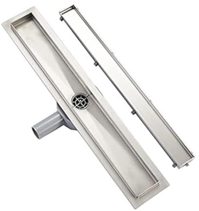 Plumbsys Caniveau de Douche Acier INOX,70cm，Réglable Le 2en1 Carreler Caniveau，Caniveau de Douche avec Siphon pivotant à 360 ° bloqueur d'odeurs et Filtre à Cheveux，Drainage Rapide
