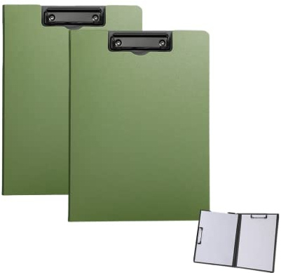 2 Pcs Folding Clipboard,Waterproof File Folder Clipboards,A4 Clip File or A3 Size File Cover Folder Writing Drawing Pad Clip Organizer with Two Metal Clip,Support Horizontal and Vertical-Green