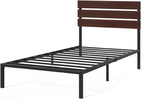 Zinus Sommier Plateforme en Bambou et métal Durable 31 cm Figari avec tête de lit à Lattes en Acier, Facile à Monter, 90 x 190 cm