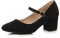AJVANI Womens Ladies mid Block Heel Strap Work Evening Party Mary Jane Court Shoes Size 5 38 Black Suede