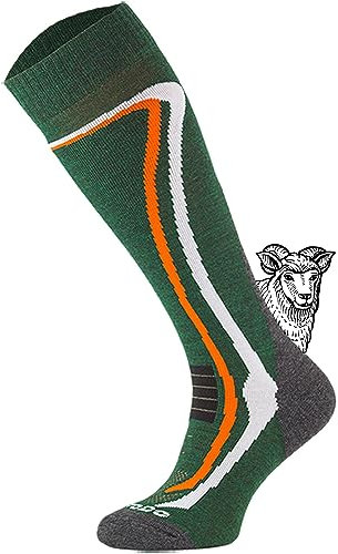 TODO Warme 50% Merino Skisocken Herren und Skisocken Damen Thermoaktiv, Atmungsaktiv 1 Paar Merino-wolle Ski Socken (1xGrün, 43-46)