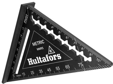 Équerre 5 en 1, 110 mm I Hultafors I Équerre de charpentier, usinage CNC de l’aluminium I Équerre de charpentier adaptée au marquage, à la mesure et au traçage I Avec table de conversion I 257030