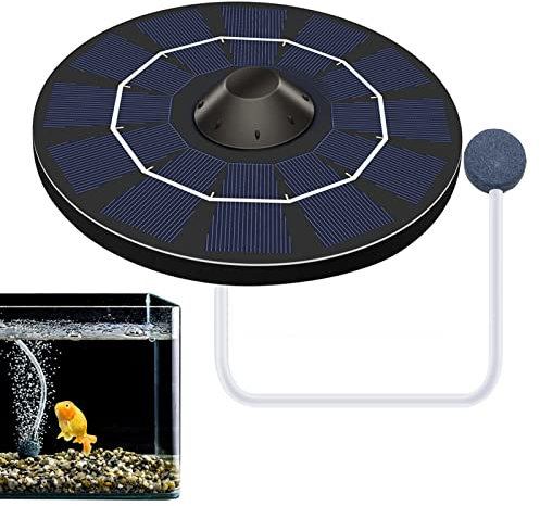 Tebinzi 5 Pompe à oxygène pour aérateur de Bassin Solaire - Pompe à oxygène pour aérateur de Bassin Solaire avec Panneaux solaires et Pierre à Bulles,Bulle d'air pour Aquarium, aérateur de Bassin