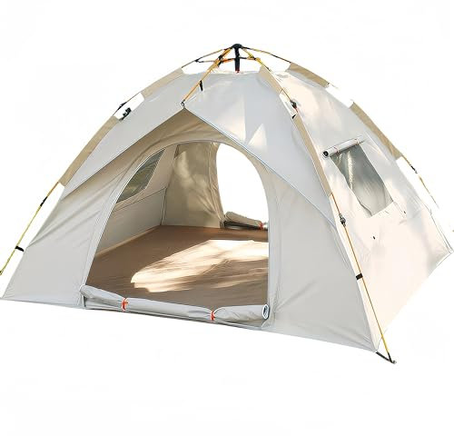 KinZon Pop-Up-Campingzelt für 2–4 Personen, wasserdicht 3000 mm, einfach aufzubauen, Anti-Mücken-Fenster, leicht zu tragen, Wandern, Picknick, Camping
