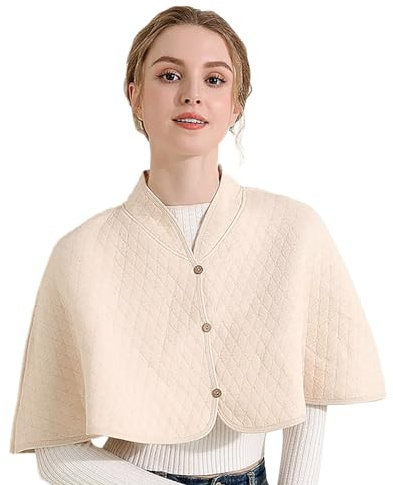 ITODA Warm Shoulder Shawl Poncho Winter Warm Short Cape Thermal Fleece Shawl Cape Shoulder Protective Shawls Wraps Winter Shoulders Cover Wrap Warmer for Women and Men(Beige)
