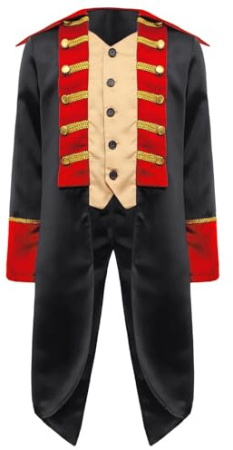 Fldy Kids Halloween Medieval Prince Tailcoat Jacket Royal Long Sleeve Steampunk Frock Coat Red Coat Cosplay Costume Black 8 Years