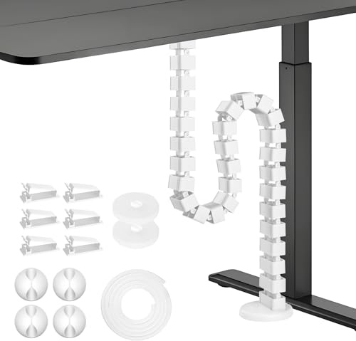 Mimoke Kabelslangar för höjdjusterbart skrivbord flexibel kabelslang längd kabelhantering fyrkantig Kuba smal svart (vit, skruvmontering)