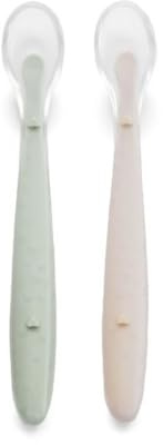Jané Cucchiai Silicone Neonato Set 2, Cucchiaio Svezzamento, Punta Morbida, Senza BPA, Manico Antiscivolo, Lavastoviglie