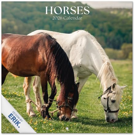 Grupo Erik - Calendrier 2026 Mural Cheval Animaux - Calendrier Mural 2026 Mensuel │ Idee Cadeau : Calendriers Muraux │ De Janvier à Décembre : Espace pour notes et Illustrations décoratives (30x60 cm)