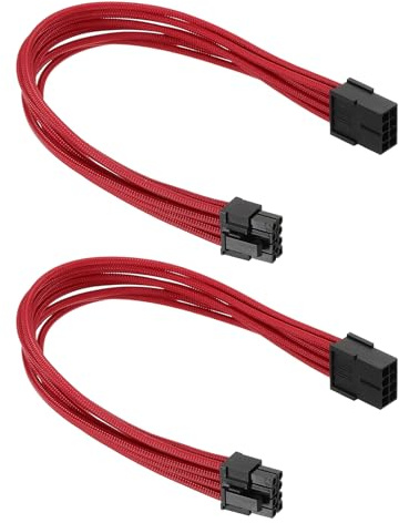 PATIKIL PCIe Cable 8 Pin Male to 8 Pin (6+2) Male 18AWG 300mm/12 Inch Long, 2Pcs GPU Power Supply PCI Express Power Adapter Cable for Graphics Card, Black Red