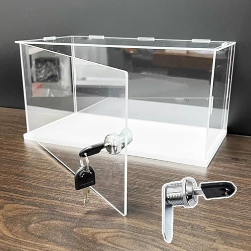 Vitrine Acrylique Boîtier en Acrylique Transparent Ouvrable avec Serrure et 2 Clés, Boîte de Rangement de 3 mm D'épaisseur, Vitrine de Comptoir(15x15x40cm(6x6x16in))