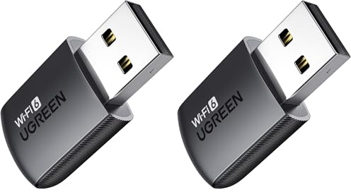 UGREEN Clé WiFi 6 AX900 Adaptateur USB sans Fil Entrée de Gamme Double Bande 5GHz 2.4GHz Soft AP Mode MU MIMO Cryptage WPA2 PSK Dongle Réseau Pilote Intégré Compatible avec Windows 11 10 (Lot de 2)