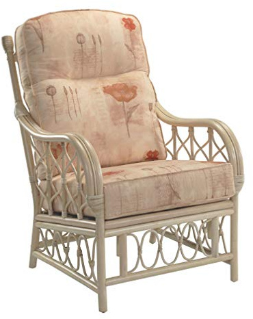 Desser Morley Armchair in Monet Fabric – Cane Rattan Indoor Conservatory Furniture with UK Manufactured Cushions – Chair Dimensions: H100cm x W67cm x D88cm