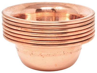 Mudra Crafts Brass Copper Offering Bowl Set of 7 Tibetan Buddhist Alar Supplies for Meditation Yoga Burning Incense Ritual Smudging Decoration 3.25 Inches Copper Tone