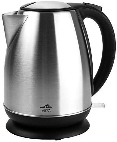 ETA Wasserkocher Alena I 2200W I 1.7L I Edelstahldesign I Wasserstandsanzeige I 360 Grad Basis I Leichte Reinigung I herausnehmbarer Wasserfilter gegen Kalkablagerungen I verdecktes Heizelement