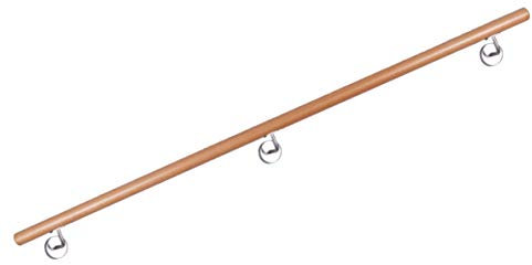 Handlauf Buche, lackiert, mit stabilen Halter aus Edelstahl, 36 Längen zur Auswahl ! (1.60m)