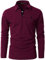 GNRSPTY Mens Polo Long Sleeve Shirt Cotton Golf Giraffe Tops,Red Wine,L
