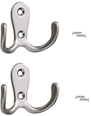 2 PCS Double Door Hooks Vintage Antique Coat Hooks Double Prong Wall Mounted Decorative Clothes Hat Hooks Double Robe Hooks Screw In Door Hooks For Kitchen Bedroom Wall Bathroom Hanging With Screws