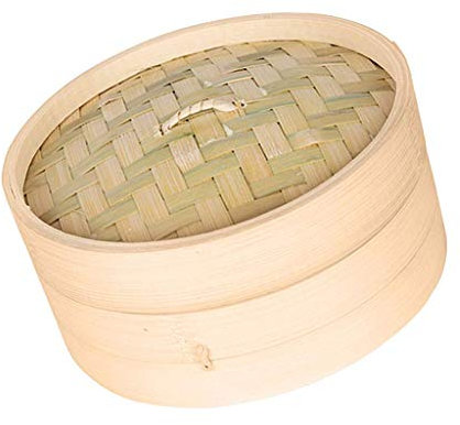 U/D Bamboo Steamer Single Tier Bamboo Steamers for Steaming Dim Sum Dumplings Buns Vegetables Meat Fish Rice 2Sizes to Choose (18cm)