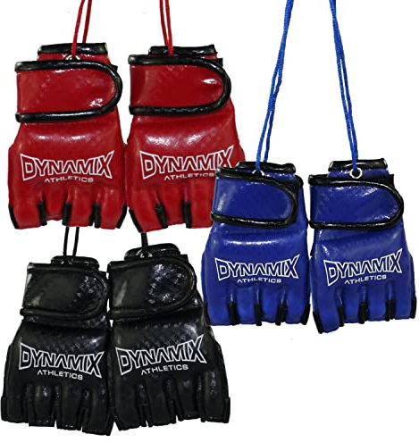 Dynamix Athletics Autospiegel Mini MMA Handschuhe Carbonix - Martial Arts Free Fight Handschuhe fürs Auto Spiegelanhänger Spiegel Aufhänger PKW Innenspiegel (Blau)