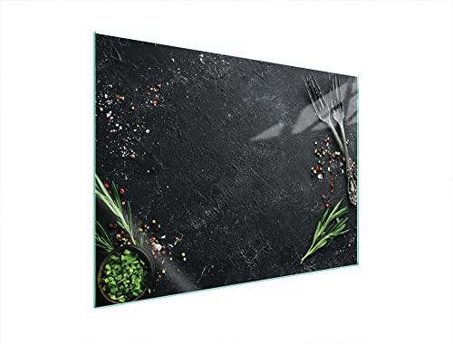 DarHaus Herdabdeckplatte 70x52 Einteilig Glas Elektroherd Induktion Herdschutz Spritzschutz Glasplatte Deko Schneidebrett, Schiefer Küche