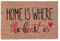 Relaxdays Fußmatte Kokos, mit Spruch, Türvorleger Home, 60 x 40 cm, rutschfest, wetterfest, Türmatte innen & außen, bunt