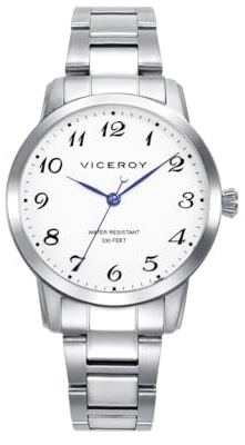 Viceroy Reloj Mujer Elegante de Acero Inoxidable - 34 mm - Movimiento de Cuarzo - Bisel Dorado - Brazalete de Acero - 41138