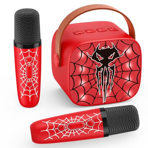 Braxel Karaoke Infantil 2 Microfonos Inalambricos Karaoke, Regalo Niño 3-12 Años Micrófono Inalámbrico Bluetooth para Cantar Juguetes Spider Niños 3-12 Años Microphone Regalos Pascua Niños