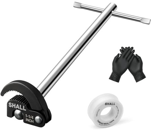 Shall Waschbeckenschlüssel, 27,9 cm (11 Zoll), verstellbarer Spültischschlüssel, vollständig poliert, mit 3/8 Zoll bis 1-1/4 Zoll Backenkapazität für schwer erreichbare Stellen