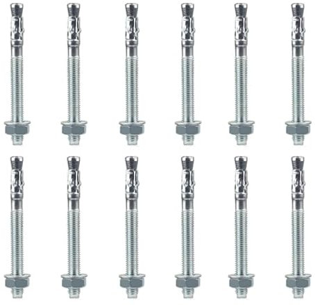 Jortmrd Lot de 20 Goujon Ancrage M8x90mm+M10x90mm Cheville Beton Boulons d'ancrage en Acier Boulons à Expansion Robustes pour Garde-Corps, Fenêtres, Installation Béton, Maçonnerie