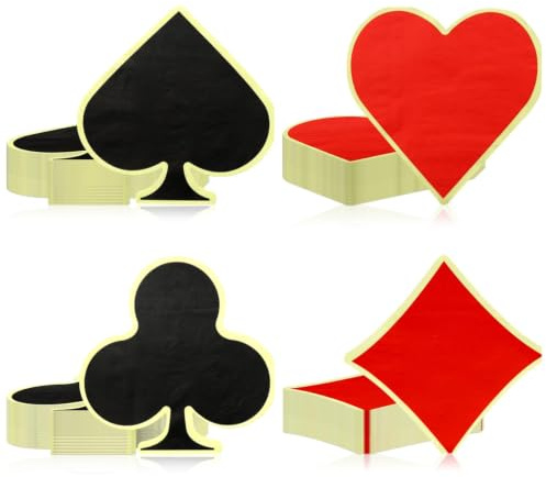 Tovaglioli di carta da poker con stampa casinò, 4 tovaglioli di carta da poker per decorazioni per feste a tema casinò, decorazioni per feste a tema Las Vegas