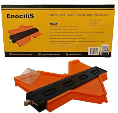 Contour Gauge EnociliS 10 inch with Lock Professional Duplicator, Plastic Profile Tool for Woodworking, Tiles, Pipes, Flooring, Perfect gift for Men