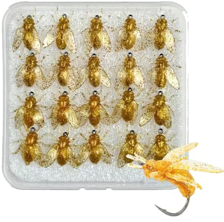 Bee Magic - Abejas de Abejas, diseño de Abejas, bastón de Moscas para truchas | Cebos de Pescado con Moscas realistas con de Almacenamiento para edulcorante y Agua Salada, río, Lago y al