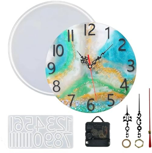 Arch-Shaped Clock Resin Mold with 2 Clock Mechanisms – DIY Table & Wall Clock Casting Kit for Home Decor Crafts – Silicone Casting Mould to Make DIY Wall Clocks (Round)