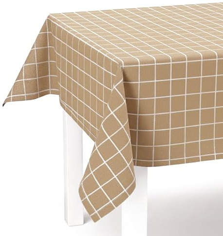Generico Tovaglia Plastificata Rettangolare 137x180 cm – Copritavolo Antimacchia Lavabile in PVC per Cucina, Tavolo da Pranzo, Giardino e Campeggio – Colore Beige