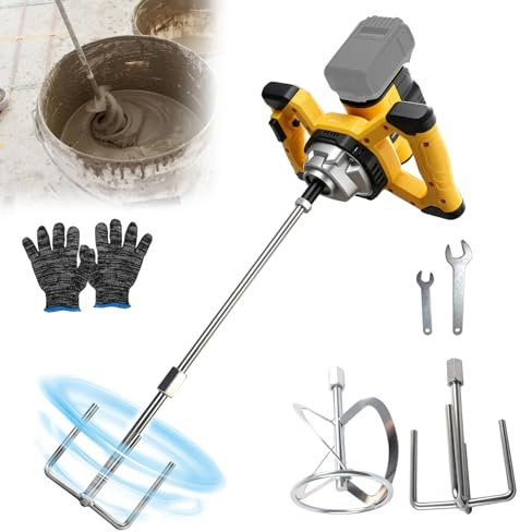 Mezclador de concreto inalámbrico para batería Dewalt de 18 V y 20 V, mezclador eléctrico sin escobillas, mezclador de yeso de 6 velocidades, mezclador de mortero portátil para mezclar pintura de