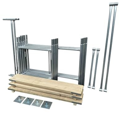 Toptower Classic Scaffolding Tower 4.65m (Working Height) 4' x 2'6 Base Size DIY Galvanised Scaffold Tower Basic Kit with Platform Boards