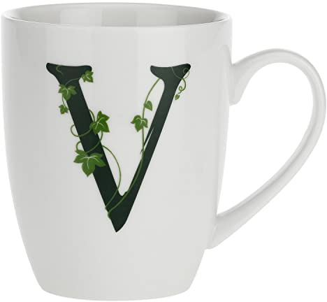 la Porcellana Becher Buchstabe V, weiß