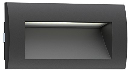 ledscom.de LED Wandeinbauleuchte ZIBAL, Downlight für außen, IP65, schwarz matt, 140 x 70mm, 3,3 W, 209lm, warmweiß, Einbau, Außenwand, Hauswand, Terrasse, Garten, Balkon, Carport, Treppenlicht