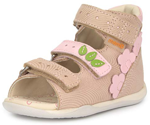 Memo Dino First Walking Supportive SMO Brace-Like Orthopedic Sandal, Beige, 19 (4 M US Toddler)