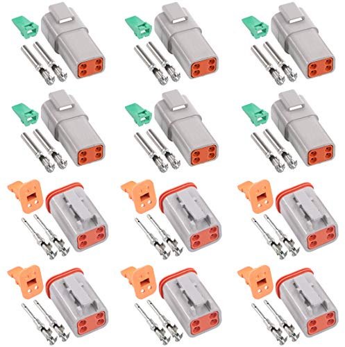 Glarks 54Pcs 4 Pin Way Sealed Gray Male and Female Auto Waterproof Electrical Wire Connector Plug 22-16AWG Connector for Motorcycle, Scooter, Car, Truck, Boats