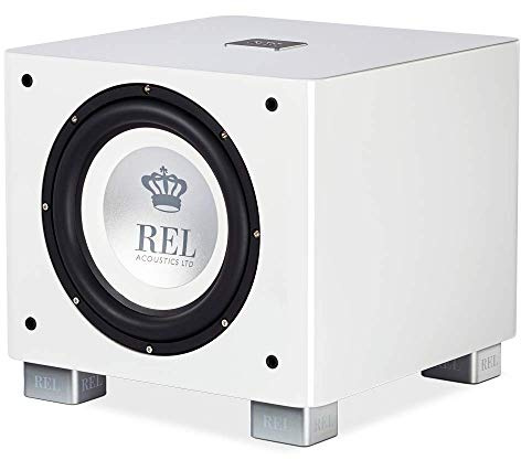 REL T/9x - Subwoofer alimentato da 25,4 cm, design sigillato con amplificatore di classe AB, ingressi RCA e bassi profondi per sistemi stereo HiFi, Home Theater e suono surround, finitura bianca