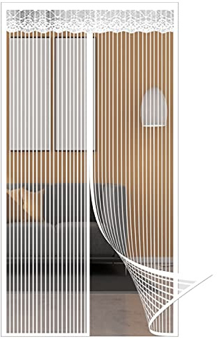 GOUER Magnetic Screen Door Curtain, 120x215cm Mosquito Bug Protection Insect Net Door Easy to Install Without Drilling, for Kitchen/Bedroom/Air Conditioner Room, White A