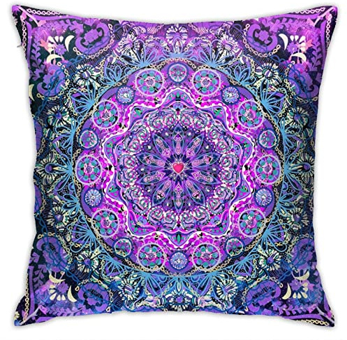 Xchinkl Boho Chic Bohemian Cosmic Love Mandala Retro Floral Bedroom Throw Pillow Covers Home Decorative Couch Sofa Square Cushion Pillow Case 18x18 In (220501)