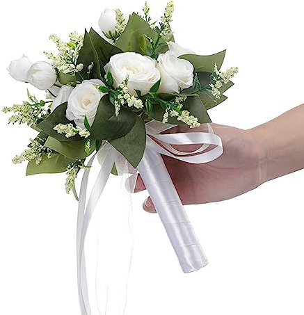 URMAGIC Bouquets de mariage pour demoiselle d'honneur, bouquet de mariée artificiel avec ruban, bouquets de demoiselle d'honneur, centres de table floraux, décoration de fête de mariage, bouquet de