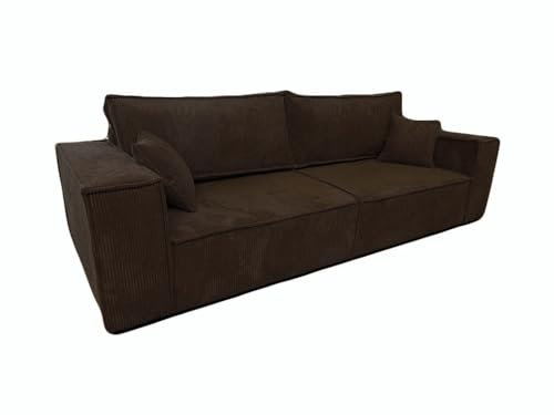 MargaretHadas24 Ecksofa Camel III mit Schlaffunktion Bettkasten Sofa Couch 255 cm Wohnzimmer Schlaffläche 200 x 150 cm (Farbe: Poso 06 - braun)