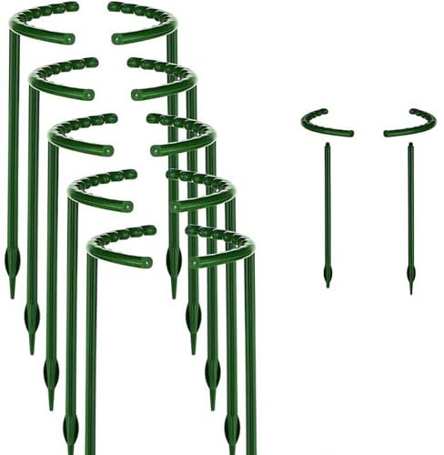 MyLink 10 Pack Plant Support Plant Stakes,Plastic Ring Plant Support Stakes For Outdoor Garden Small Plants, Indoor Flowers.(5.5 x 9.5inch).