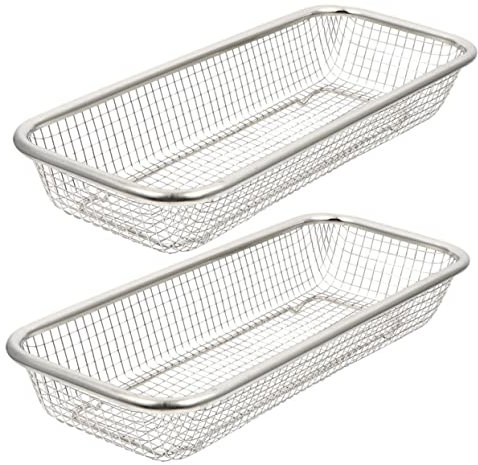 PHENOFICE 2piezas Cesta De Drenaje Para Lavavajillas De Cestas Metálicas Diseño De Malla Para Secado Accesorio Para Cocina y Horneado Base Plana y Esquinas Redondeadas